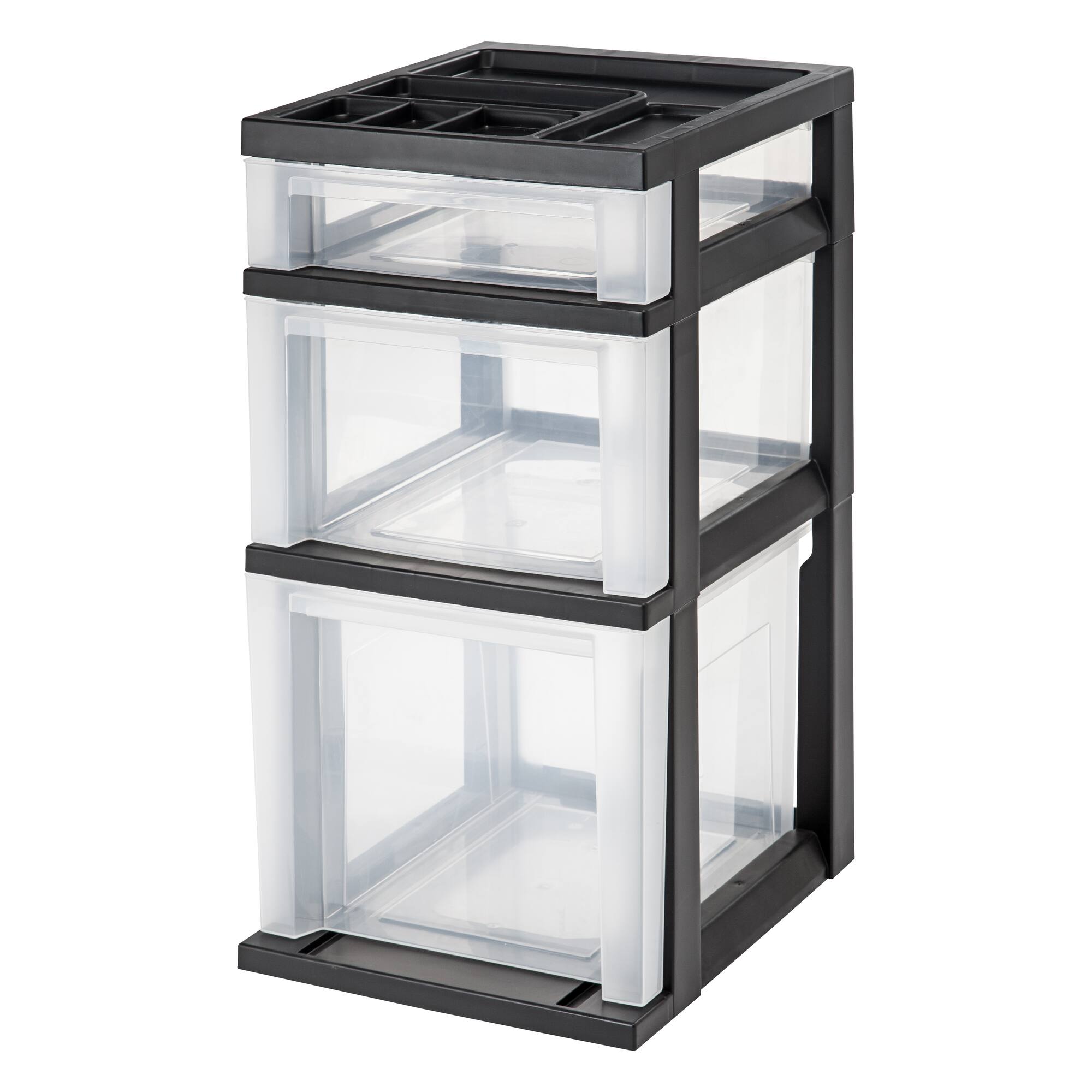 Iris® 3-Drawer Cart with Organizer Top, Black